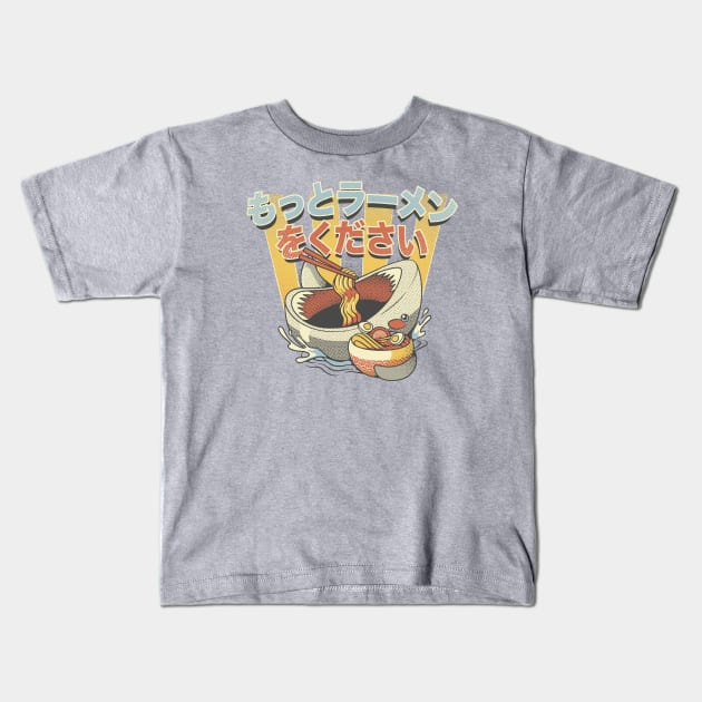 I Need More Ramen Funny Shark Gray by Tobe Fonseca Kids T-Shirt by Tobe_Fonseca